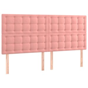 Κρεβάτι Boxspring με Στρώμα Ροζ 200x200 εκ. Βελούδινο