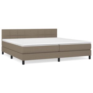 Κρεβάτι Boxspring με Στρώμα Taupe 200x200 εκ. Υφασμάτινο