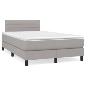 Κρεβάτι Boxspring με Στρώμα Ανοιχτό Γκρι 120x200 εκ. Υφασμάτινο