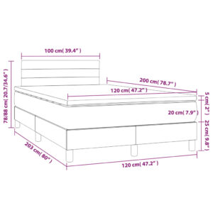 Κρεβάτι Boxspring με Στρώμα Ανοιχτό Γκρι 120x200 εκ. Υφασμάτινο