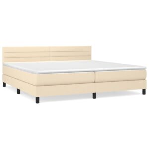 Κρεβάτι Boxspring με Στρώμα Κρεμ 200x200 εκ. Υφασμάτινο