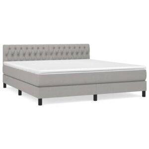 Κρεβάτι Boxspring με Στρώμα Ανοιχτό Γκρι 180x200 εκ. Υφασμάτινο