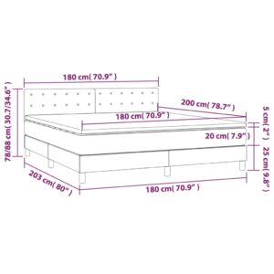 Κρεβάτι Boxspring με Στρώμα Σκούρο Γκρι 180x200 εκ Υφασμάτιν