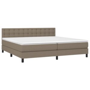 Κρεβάτι Boxspring με Στρώμα Taupe 200x200 εκ. Υφασμάτινο