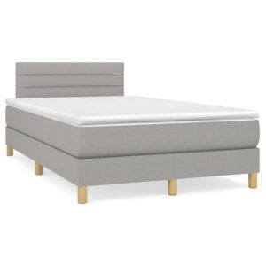 Κρεβάτι Boxspring με Στρώμα Ανοιχτό Γκρι 120x200 εκ. Υφασμάτινο