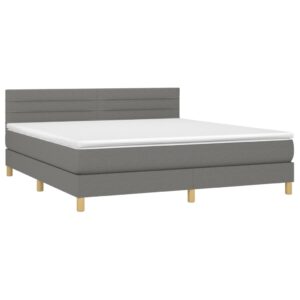 Κρεβάτι Boxspring με Στρώμα Σκούρο Γκρι 180x200 εκ Υφασμάτιν