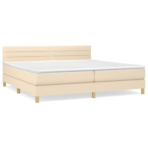 Κρεβάτι Boxspring με Στρώμα Κρεμ 200x200 εκ. Υφασμάτινο