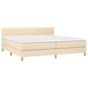 Κρεβάτι Boxspring με Στρώμα Κρεμ 200x200 εκ. Υφασμάτινο