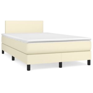 Κρεβάτι Boxspring με Στρώμα Κρεμ 120x200εκ. από Συνθετικό Δέρμα