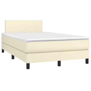 Κρεβάτι Boxspring με Στρώμα Κρεμ 120x200εκ. από Συνθετικό Δέρμα