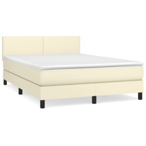 Κρεβάτι Boxspring με Στρώμα Κρεμ 140x190εκ. από Συνθετικό Δέρμα