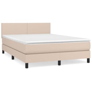 Κρεβάτι Boxspring με Στρώμα Καπουτσίνο 140x200εκ.από Συνθ.Δέρμα