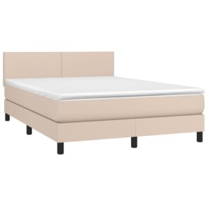 Κρεβάτι Boxspring με Στρώμα Καπουτσίνο 140x200εκ.από Συνθ.Δέρμα