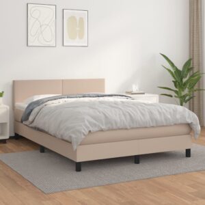 Κρεβάτι Boxspring με Στρώμα Καπουτσίνο 140x200εκ.από Συνθ.Δέρμα