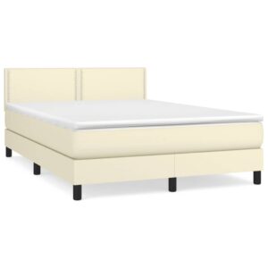 Κρεβάτι Boxspring με Στρώμα Κρεμ 140x190εκ. από Συνθετικό Δέρμα