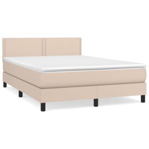 Κρεβάτι Boxspring με Στρώμα Καπουτσίνο 140x200εκ.από Συνθ.Δέρμα