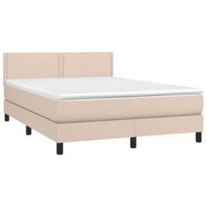 Κρεβάτι Boxspring με Στρώμα Καπουτσίνο 140x200εκ.από Συνθ.Δέρμα