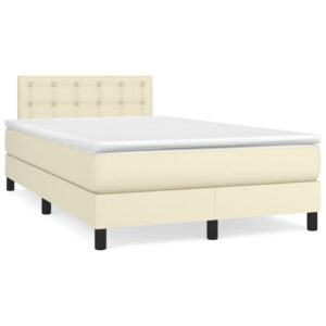 Κρεβάτι Boxspring με Στρώμα Κρεμ 120x200εκ. από Συνθετικό Δέρμα