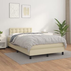 Κρεβάτι Boxspring με Στρώμα Κρεμ 120x200εκ. από Συνθετικό Δέρμα