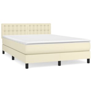 Κρεβάτι Boxspring με Στρώμα Κρεμ 140x190εκ. από Συνθετικό Δέρμα