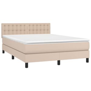 Κρεβάτι Boxspring με Στρώμα Καπουτσίνο 140x200εκ.από Συνθ.Δέρμα