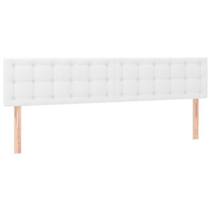 Κρεβάτι Boxspring με Στρώμα Λευκό 200x200 εκ. Συνθετικό Δέρμα