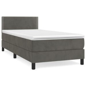 Κρεβάτι Boxspring με Στρώμα Σκούρο Γκρι 80x200 εκ. Βελούδινο