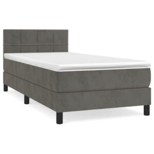 Κρεβάτι Boxspring με Στρώμα Σκούρο Γκρι 80x200 εκ. Βελούδινο