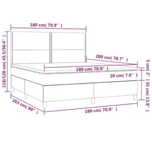 Κρεβάτι Boxspring με Στρώμα Ανοιχτό Γκρι 180x200 εκ. Υφασμάτινο