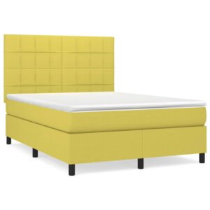 Κρεβάτι Boxspring με Στρώμα Πράσινο 140x200 εκ.Υφασμάτινο