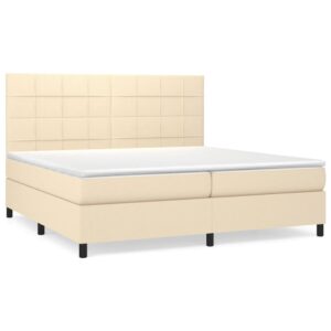 Κρεβάτι Boxspring με Στρώμα Κρεμ 200x200 εκ. Υφασμάτινο