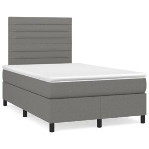 Κρεβάτι Boxspring με Στρώμα Σκούρο Γκρι 120x200 εκ. Υφασμάτινο