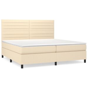 Κρεβάτι Boxspring με Στρώμα Κρεμ 200x200 εκ. Υφασμάτινο