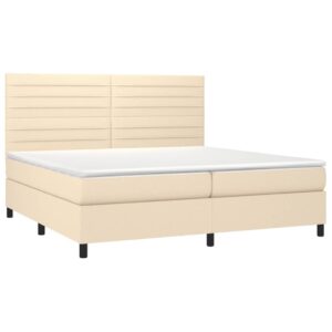 Κρεβάτι Boxspring με Στρώμα Κρεμ 200x200 εκ. Υφασμάτινο