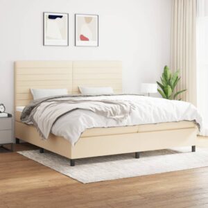 Κρεβάτι Boxspring με Στρώμα Κρεμ 200x200 εκ. Υφασμάτινο