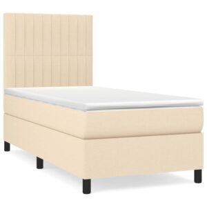 Κρεβάτι Boxspring με Στρώμα Κρεμ 80 x 200 εκ. Υφασμάτινο