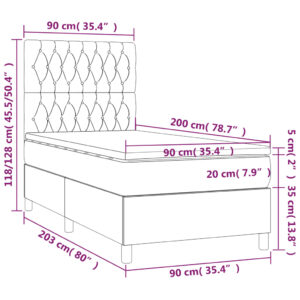 Κρεβάτι Boxspring με Στρώμα Κρεμ 90x200 εκ.Υφασμάτινο