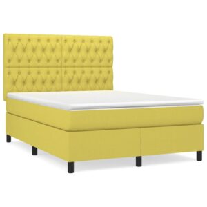 Κρεβάτι Boxspring με Στρώμα Πράσινο 140x200 εκ.Υφασμάτινο