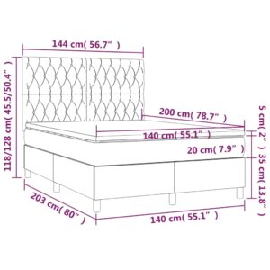 Κρεβάτι Boxspring με Στρώμα Πράσινο 140x200 εκ.Υφασμάτινο