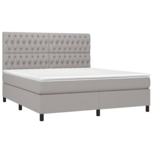 Κρεβάτι Boxspring με Στρώμα Ανοιχτό Γκρι 180x200 εκ. Υφασμάτινο