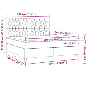 Κρεβάτι Boxspring με Στρώμα Ανοιχτό Γκρι 180x200 εκ. Υφασμάτινο