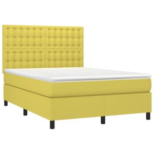 Κρεβάτι Boxspring με Στρώμα Πράσινο 140x200 εκ.Υφασμάτινο