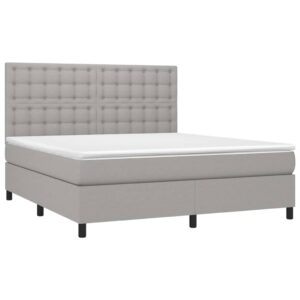 Κρεβάτι Boxspring με Στρώμα Ανοιχτό Γκρι 180x200 εκ. Υφασμάτινο