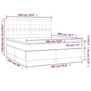 Κρεβάτι Boxspring με Στρώμα Ανοιχτό Γκρι 180x200 εκ. Υφασμάτινο