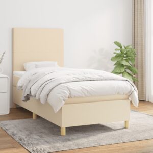 Κρεβάτι Boxspring με Στρώμα Κρεμ 90x200 εκ.Υφασμάτινο