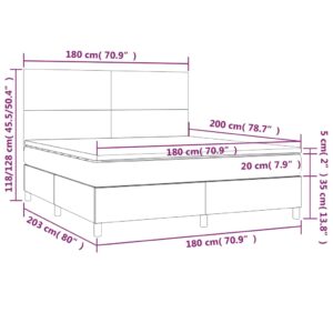 Κρεβάτι Boxspring με Στρώμα Ανοιχτό Γκρι 180x200 εκ. Υφασμάτινο