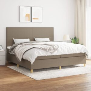 Κρεβάτι Boxspring με Στρώμα Taupe 200x200 εκ. Υφασμάτινο