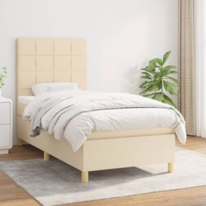 Κρεβάτι Boxspring με Στρώμα Κρεμ 80 x 200 εκ. Υφασμάτινο