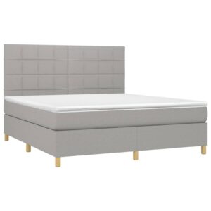 Κρεβάτι Boxspring με Στρώμα Ανοιχτό Γκρι 180x200 εκ. Υφασμάτινο