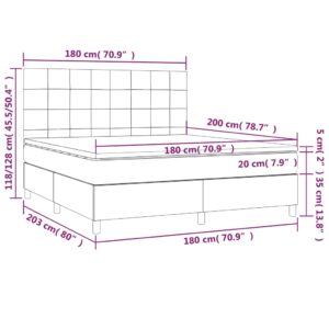 Κρεβάτι Boxspring με Στρώμα Ανοιχτό Γκρι 180x200 εκ. Υφασμάτινο